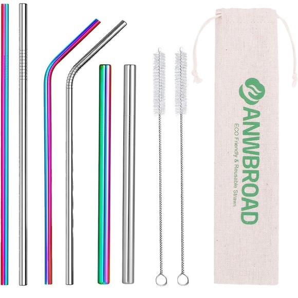 Reusable Metal Drinking Straws‎ Set of 6 with Carrying Bag Eco-friendly - Picture 8 of 9